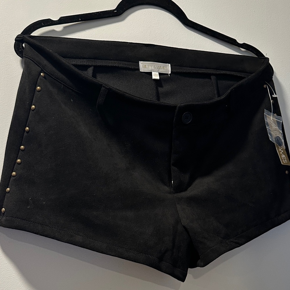 NWT suede feel good Black Stud-Trim Women's Shorts